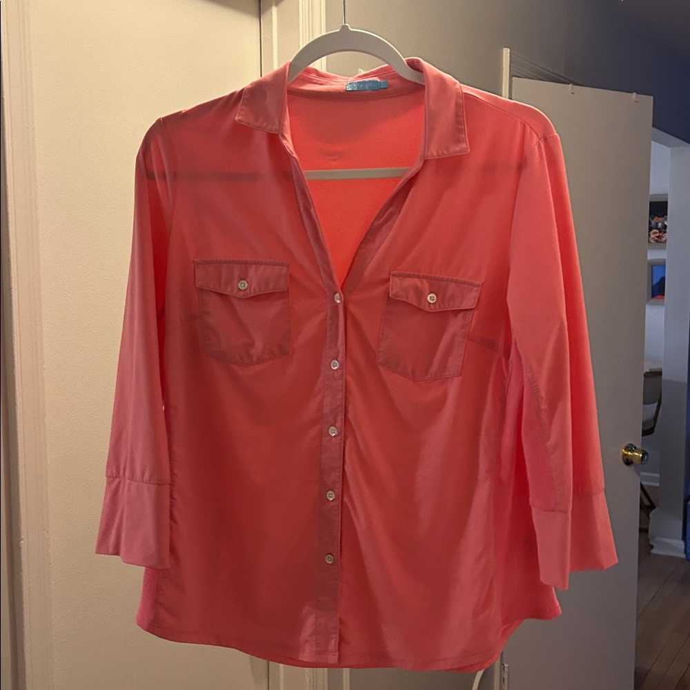 J. McLaughlin Orange/pinky Button-Down Top - Picture 5 of 5